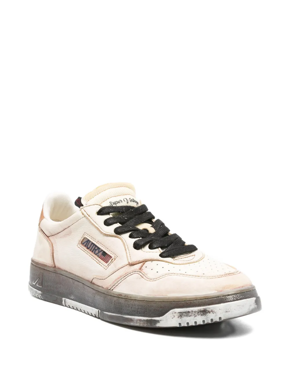 Autry Medalist distressed leather sneakers Neutrals