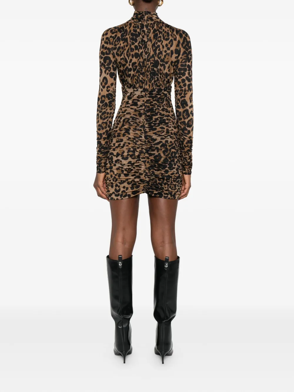 Blumarine leopard-print ruched mini dress Bruin