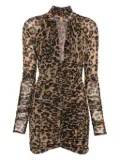 Blumarine leopard-print ruched mini dress - Brown