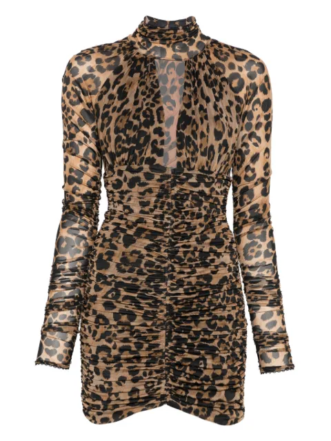Blumarine leopard-print ruched mini dress