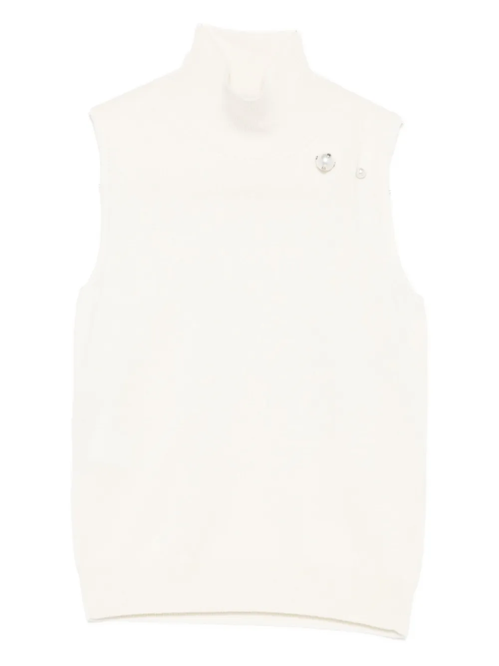 Alberta Ferretti Pearl-embellished Turtleneck Vest In Brown