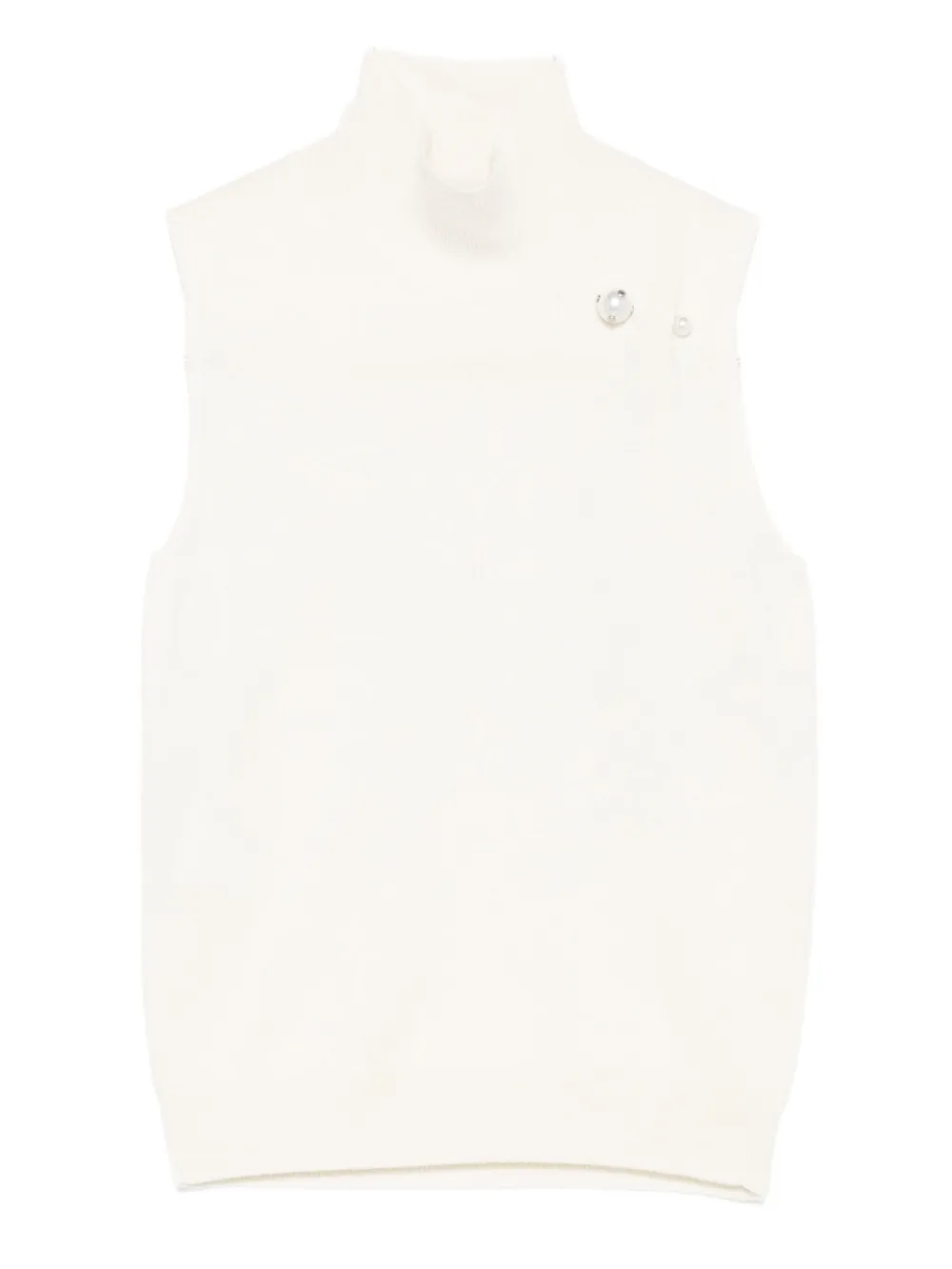 Alberta Ferretti pearl-embellished turtleneck vest | Neutrals | Image 1