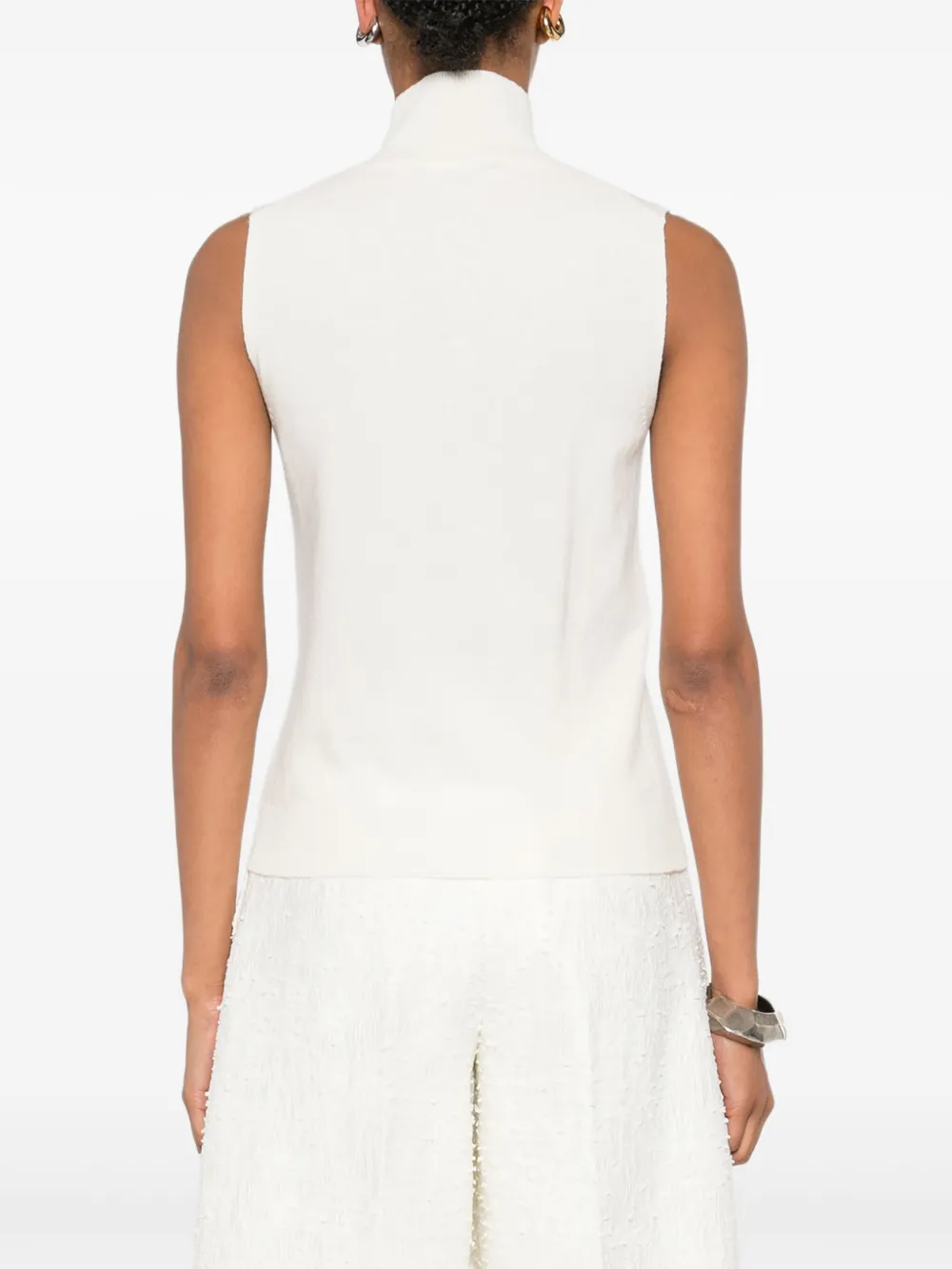 Alberta Ferretti Top met col en parels Beige