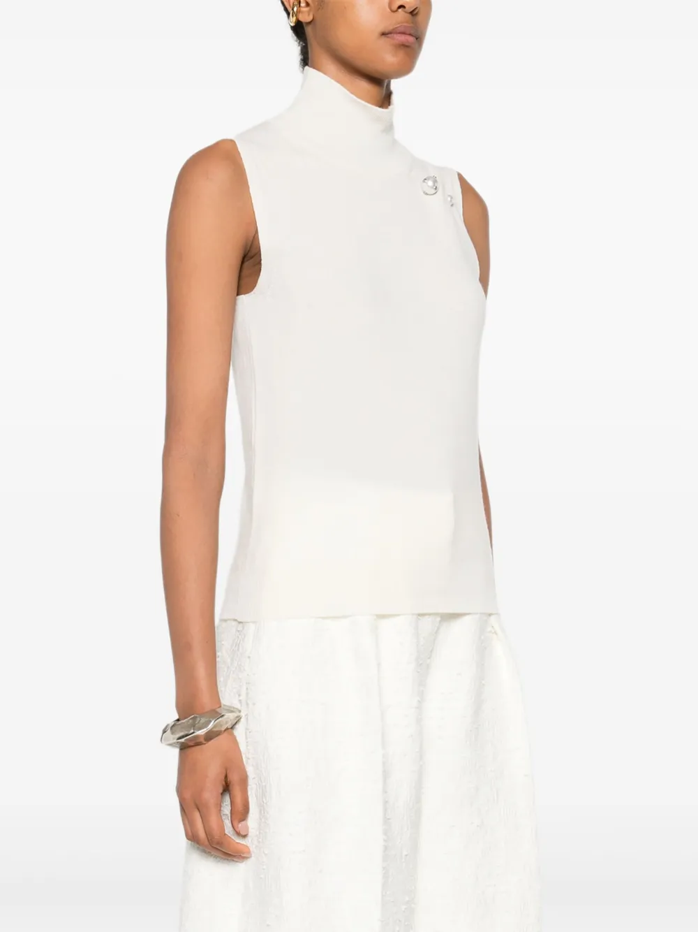 Alberta Ferretti Top met col en parels Beige