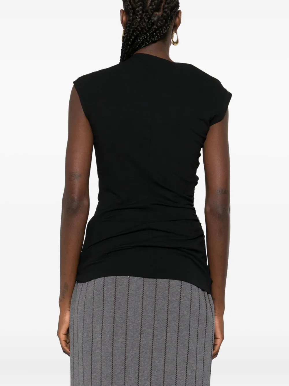 Brunello Cucinelli asymmetric draped top Zwart