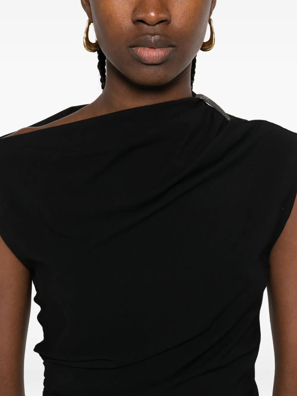 Brunello Cucinelli asymmetric draped top Zwart