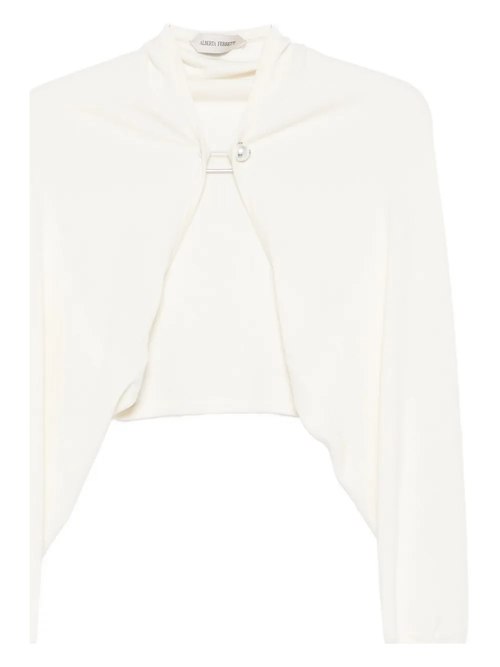 Alberta Ferretti Pearl-embellished Cropped Cardigan In White