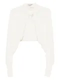 Alberta Ferretti pearl-embellished cropped cardigan - Neutrals