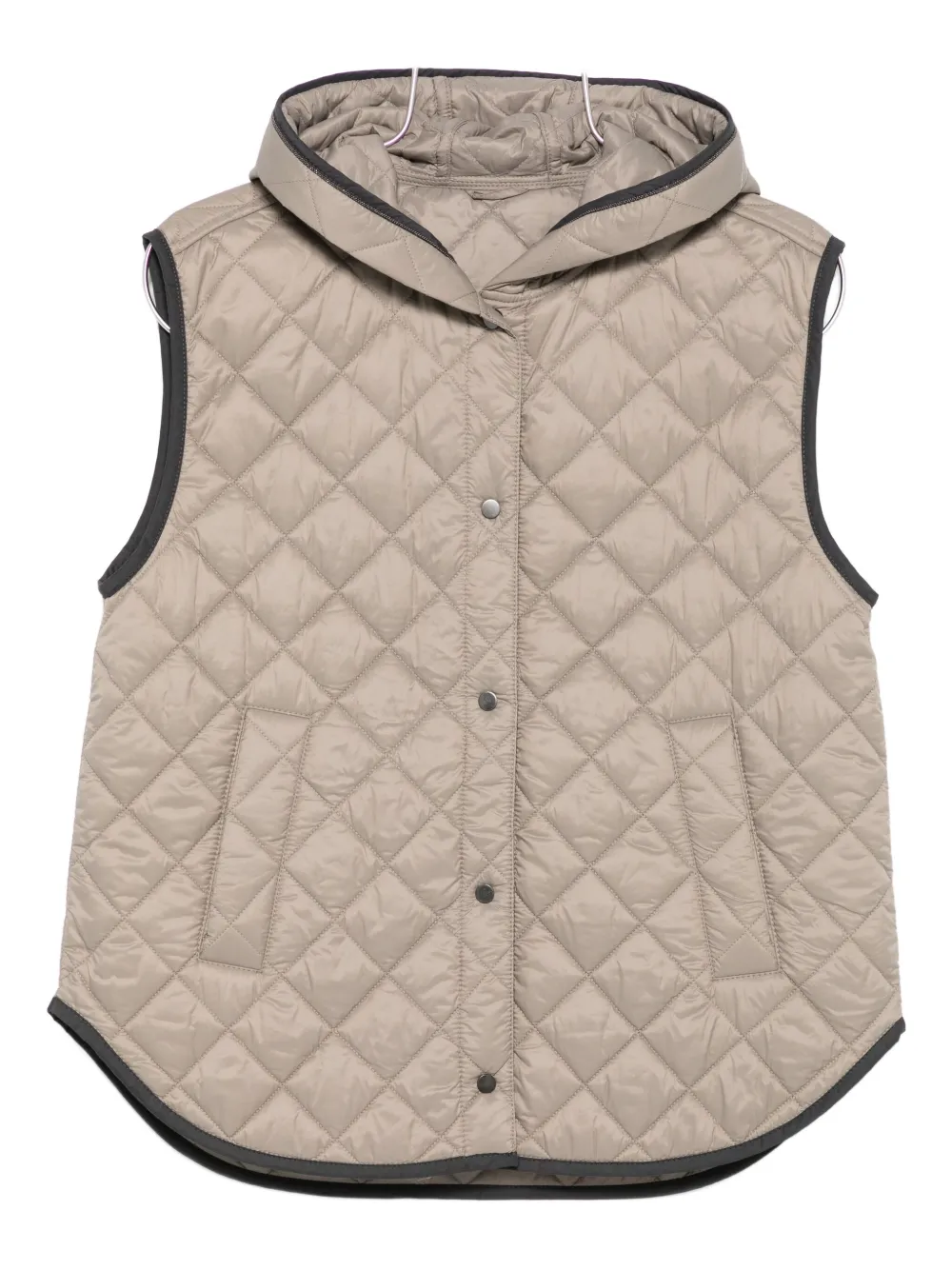 Brunello Cucinelli Hooded Quilted Shell Vest In Neutral