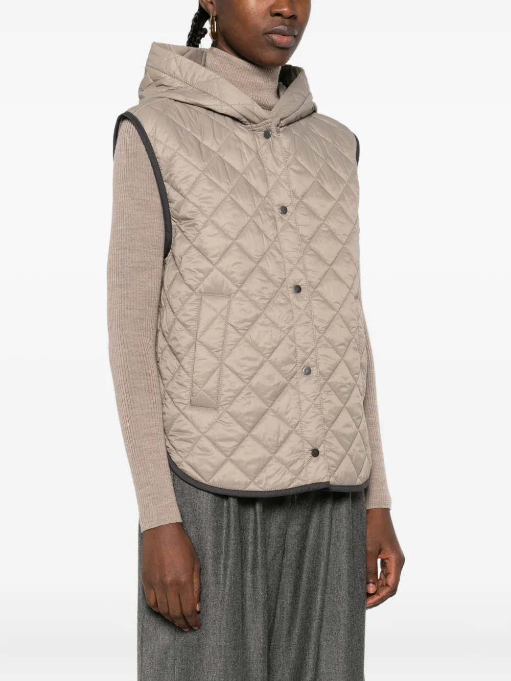 Brunello Cucinelli quilted hooded gilet Beige