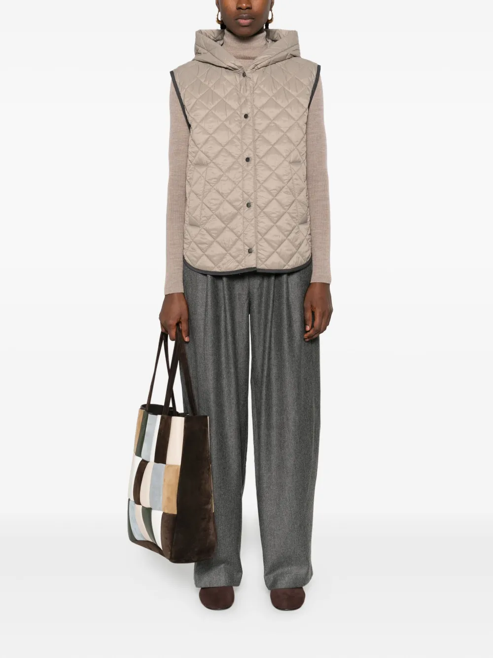 Brunello Cucinelli quilted hooded gilet Beige