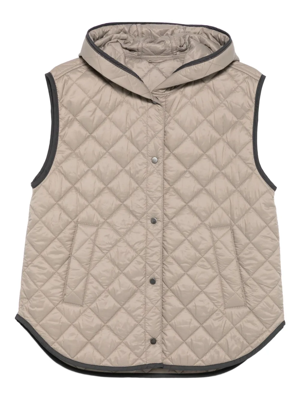 Brunello Cucinelli quilted hooded gilet Beige
