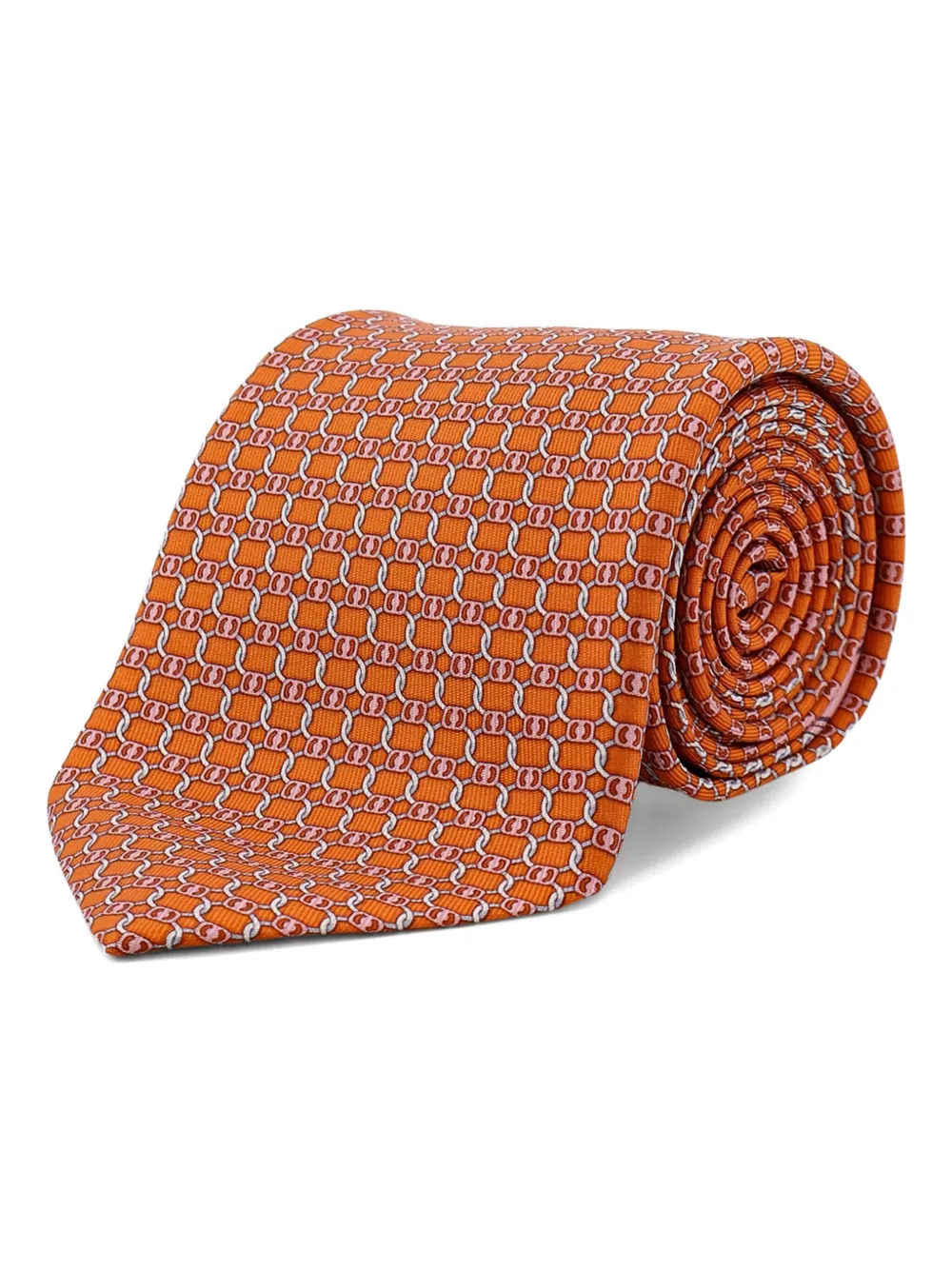 Ferragamo chain-pattern tie Oranje
