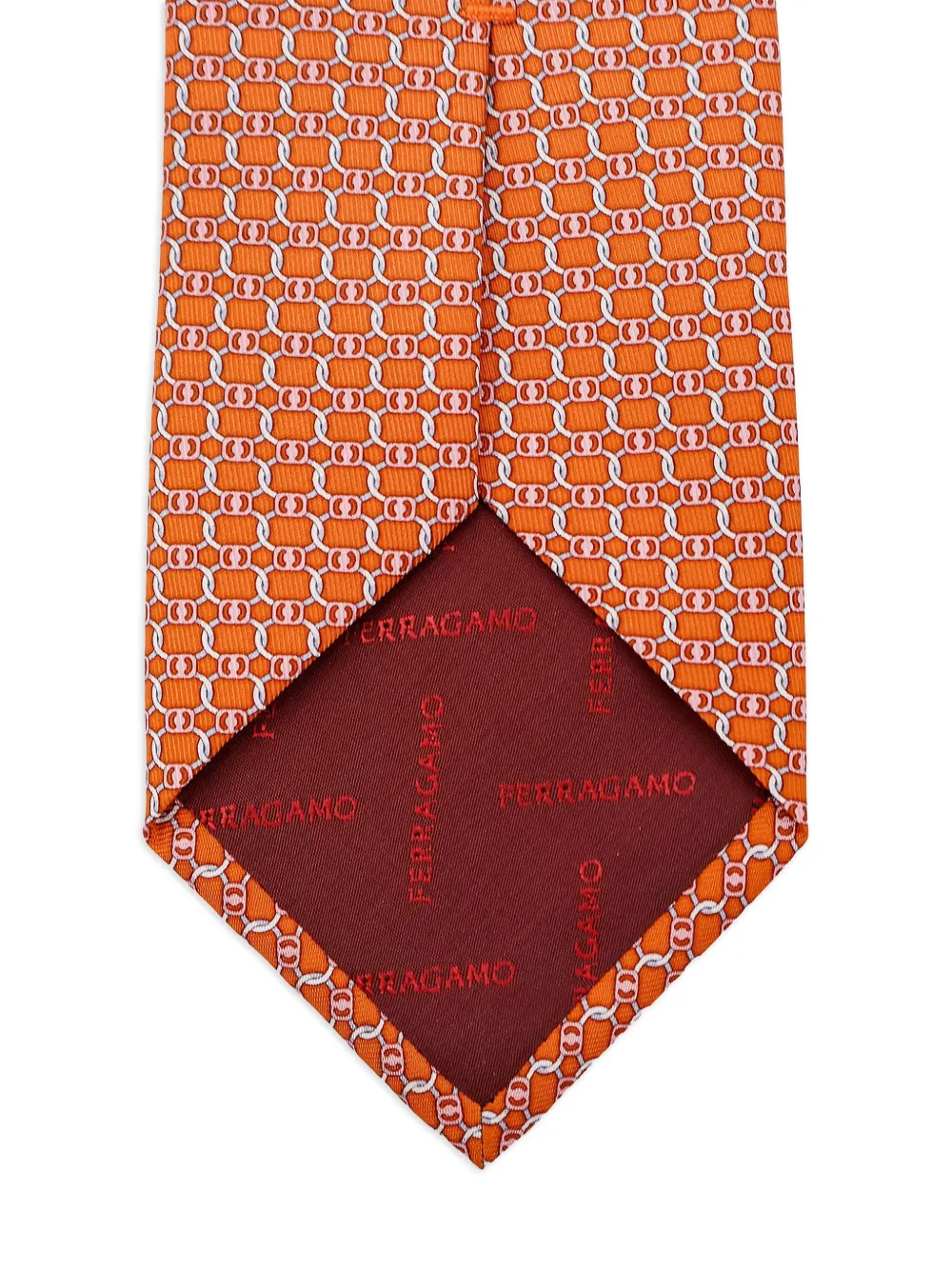 Ferragamo chain-pattern tie Oranje