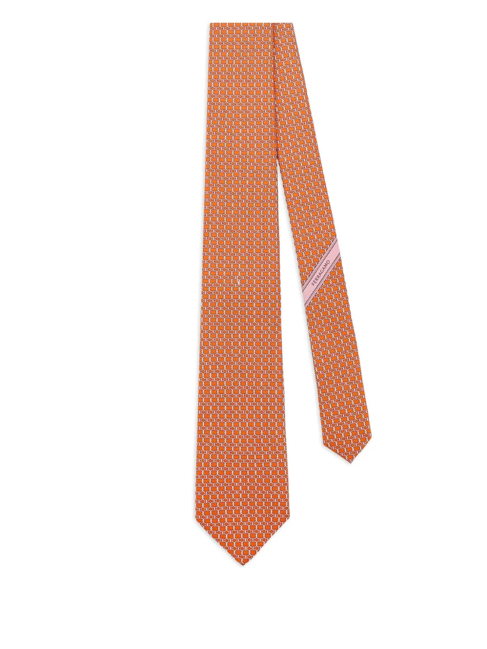 Ferragamo chain-pattern tie Oranje