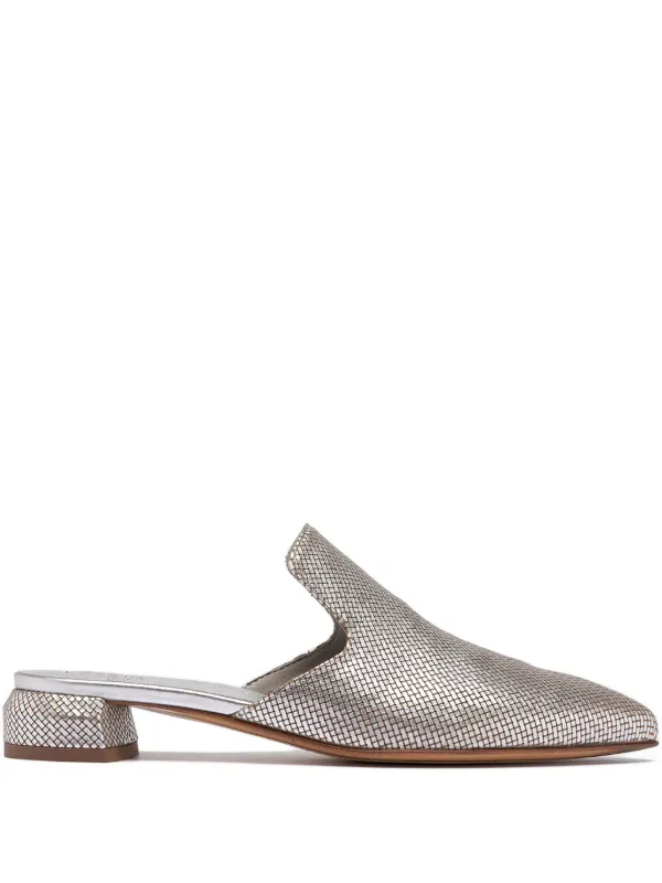 Officine Creative Woven Leather Mules in Grey