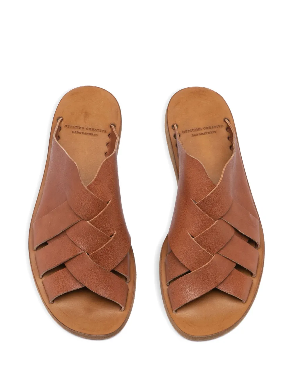 Officine Creative Itaca 049 braided leather sandals Brown