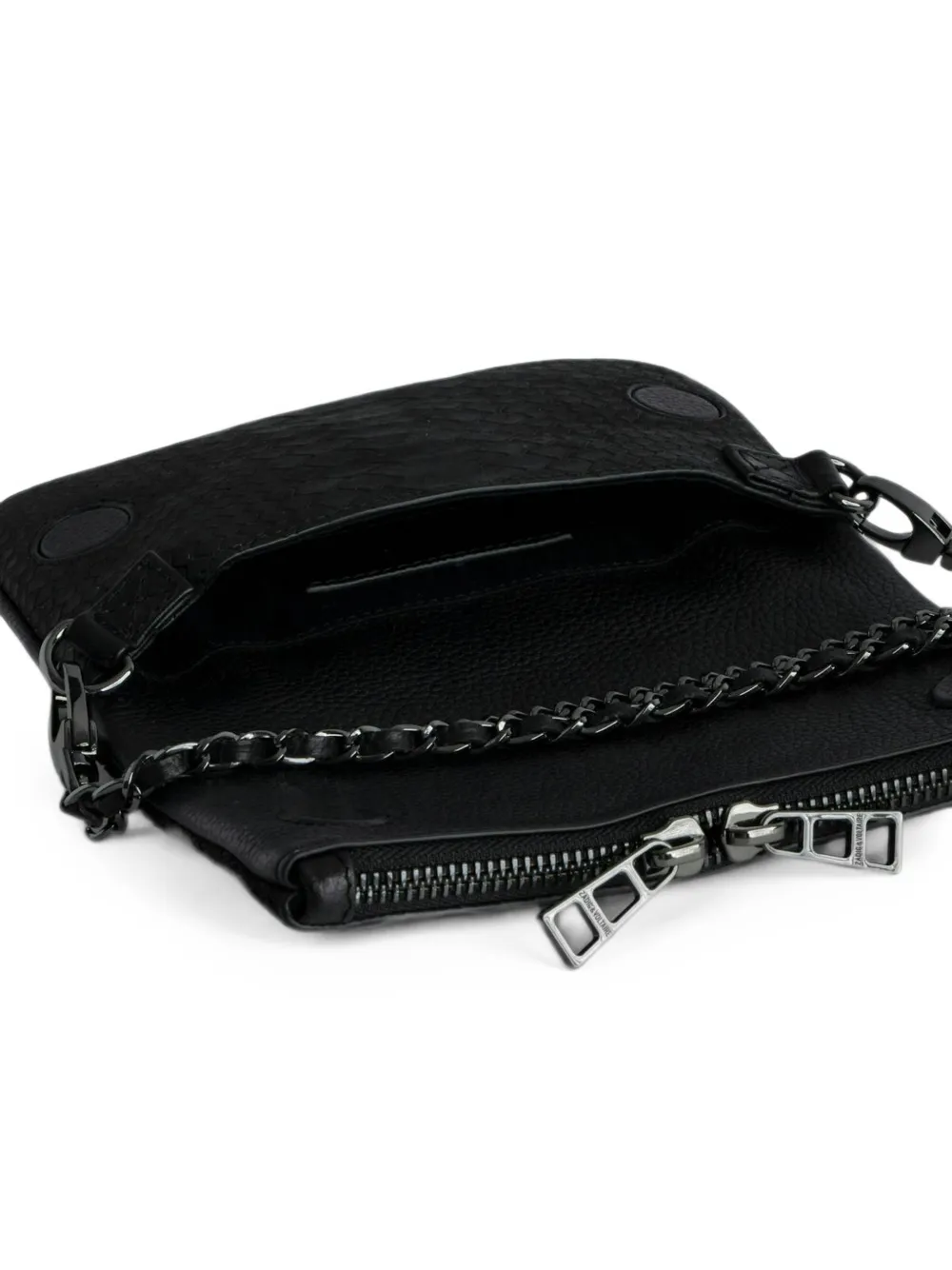 Zadig&Voltaire Crossbodytas met slangen-effect en ketting Zwart