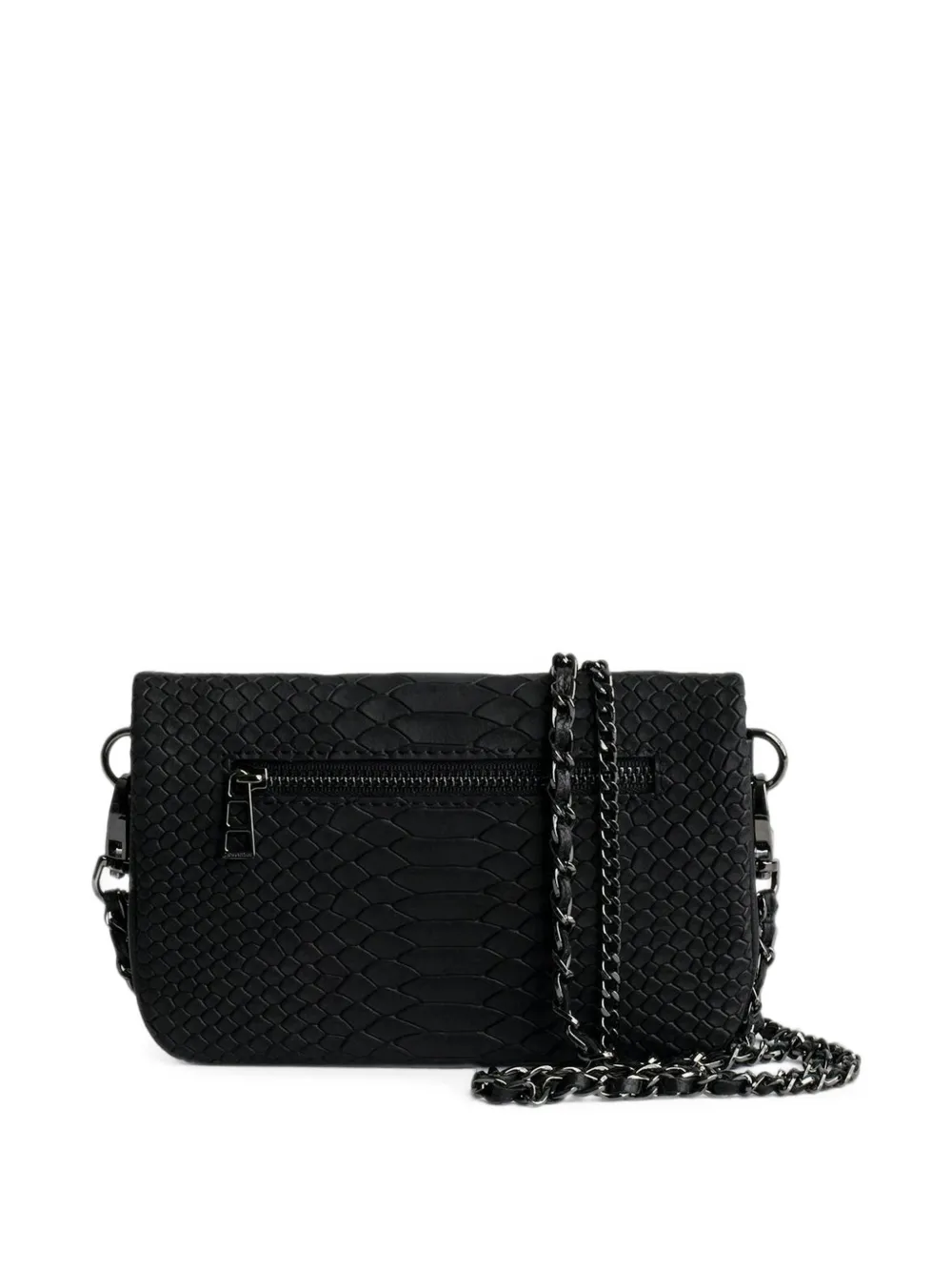 Zadig&Voltaire Crossbodytas met slangen-effect en ketting Zwart