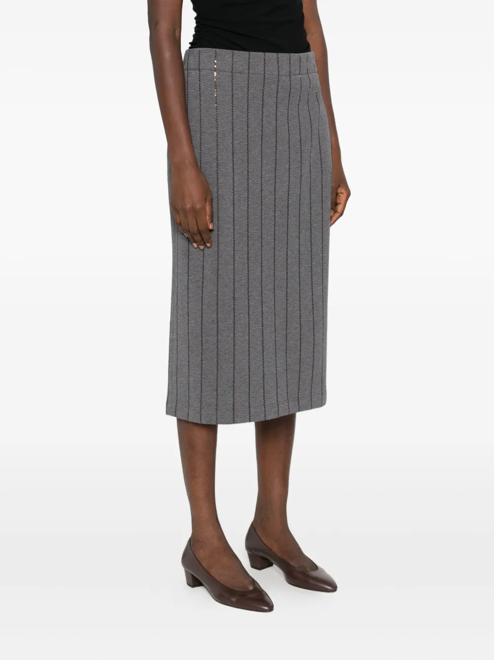 Brunello Cucinelli embellished midi pencil skirt Grijs