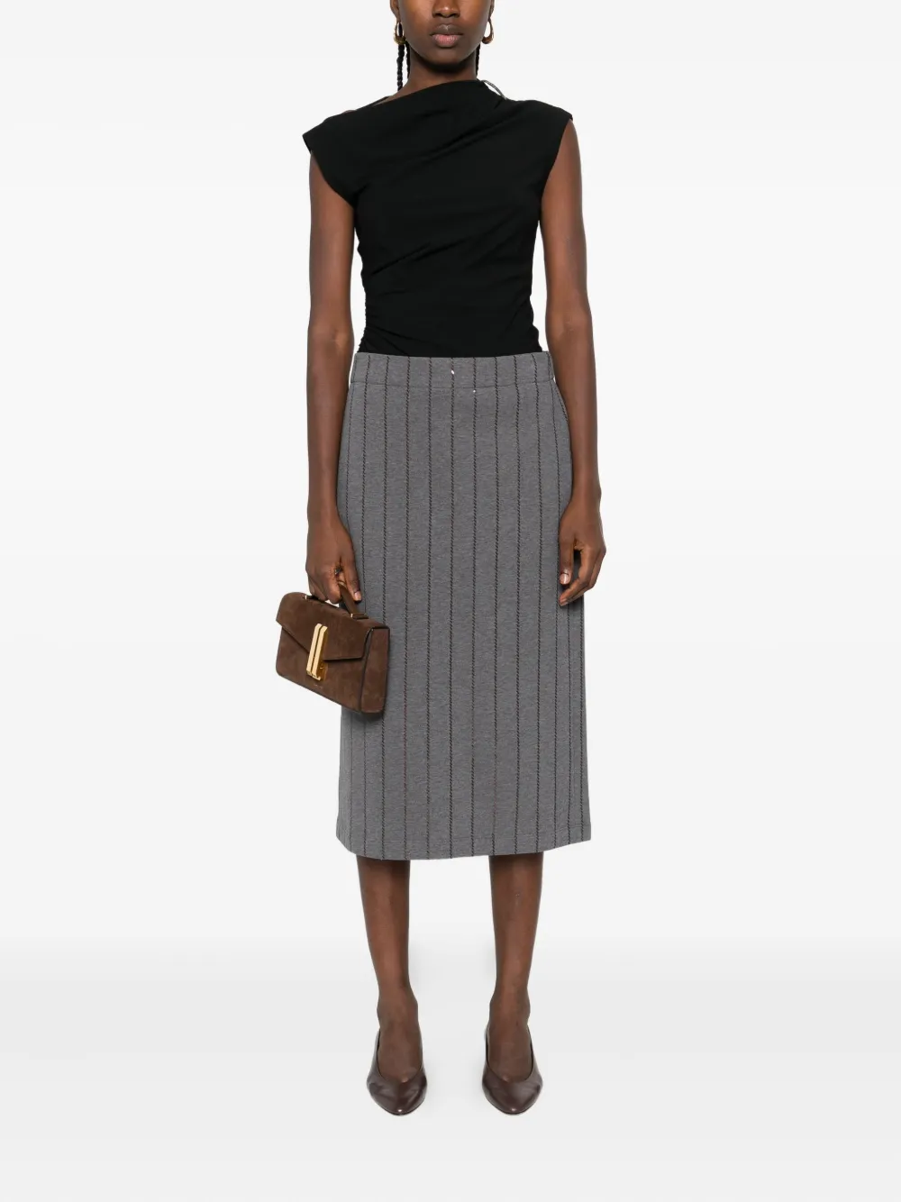 Brunello Cucinelli embellished midi pencil skirt - Grijs