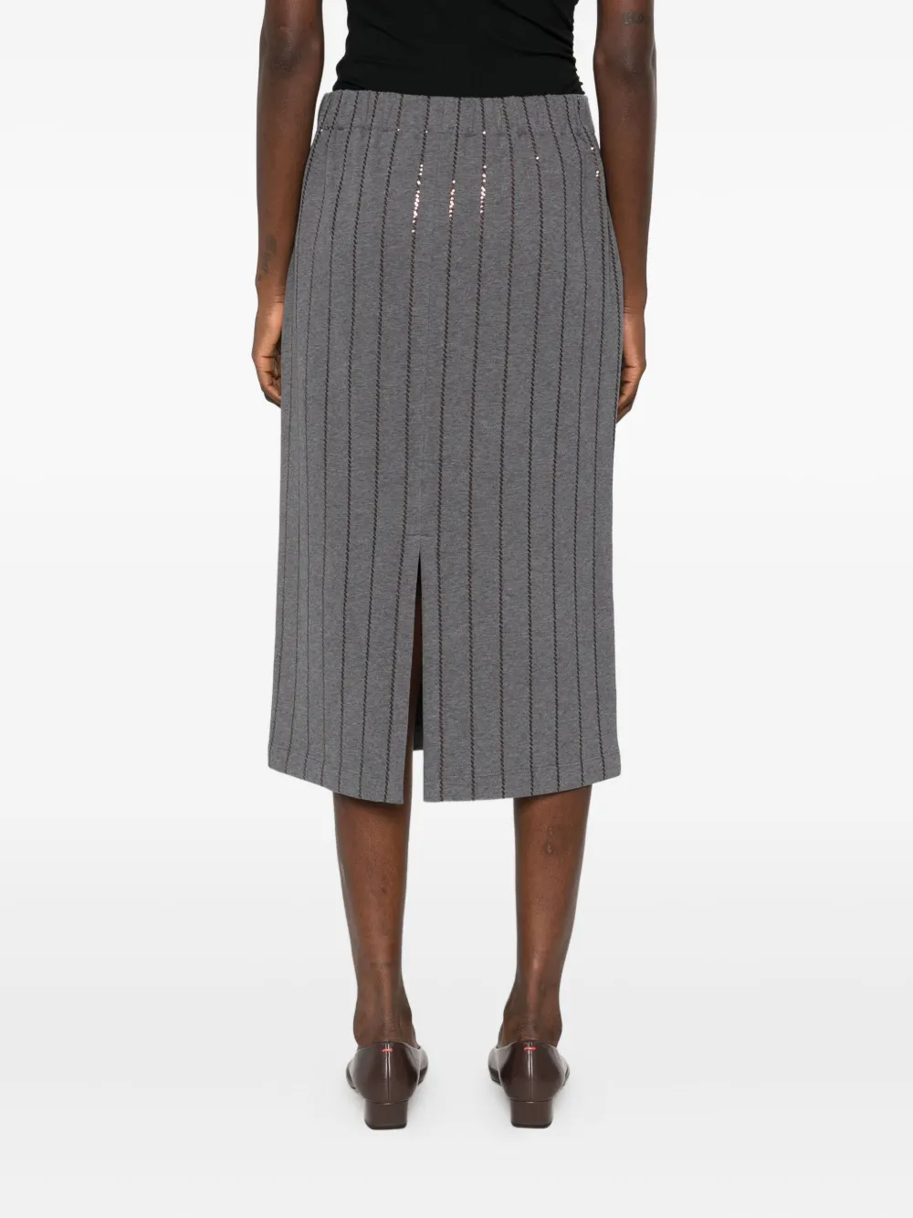 Brunello Cucinelli embellished midi pencil skirt Grijs