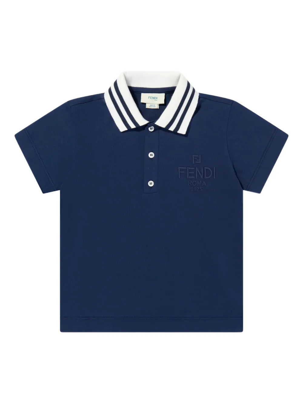 Fendi Kids logo-striped collar polo shirt | Blue | Image 1