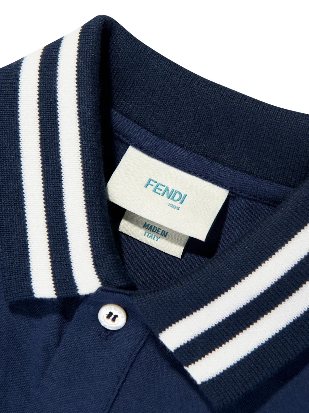Fendi Kids Poloshirt met gestreepte kraag en applicatie Blauw