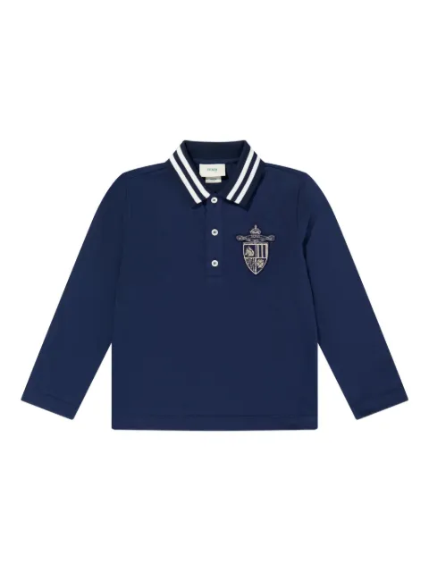 Fendi Kids striped-collar appliqué polo shirt