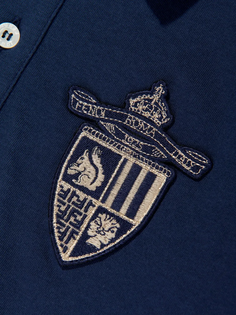 Fendi Kids Poloshirt met gestreepte kraag en applicatie Blauw