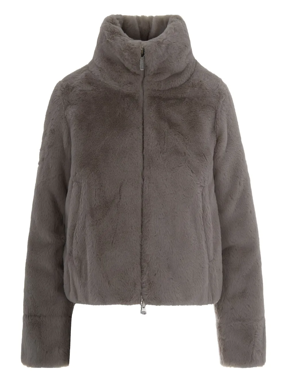 high-neck lined jacket