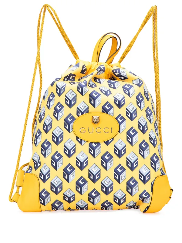 Gucci Pre-Owned 2016-2025 GG Cotton Wallpaper Neo Vintage Drawstring  Backpack Yellow FARFETCH HK