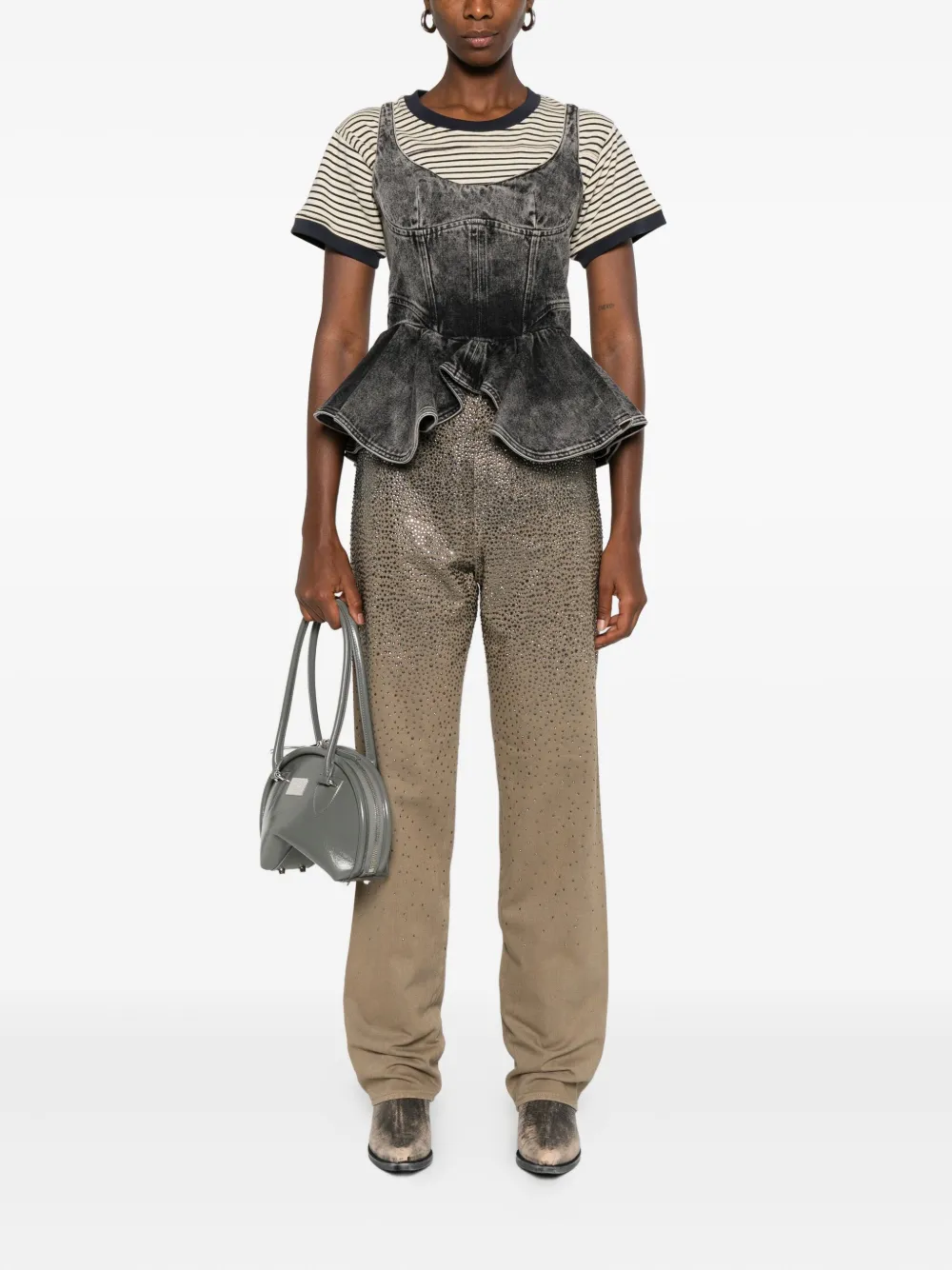 Golden Goose Jeans verfraaid met Swarovski kristallen - Beige