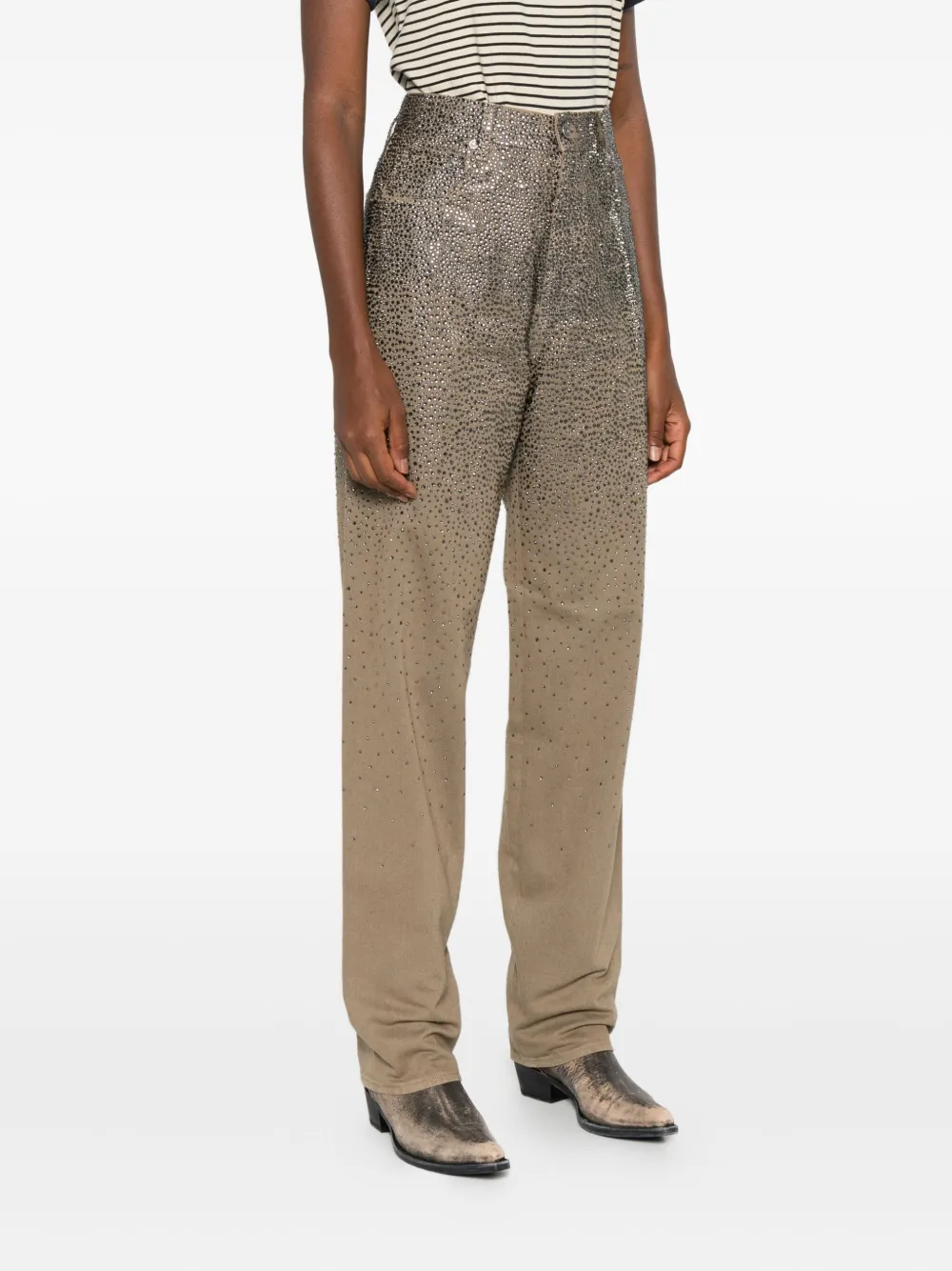 Golden Goose Jeans verfraaid met Swarovski kristallen Beige