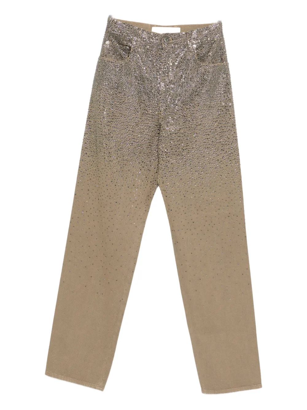 Golden Goose Straight-leg Pants With Gradient Crystal Embellishment In Brown