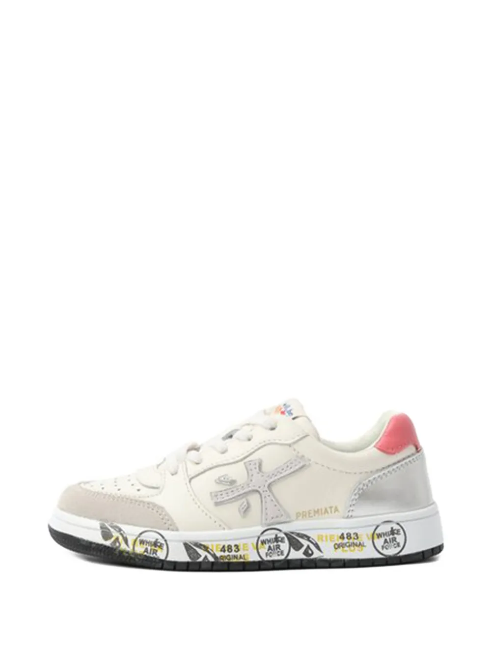 Premiata Kids panelled logo-appliqu&eacute; sneakers - Beige