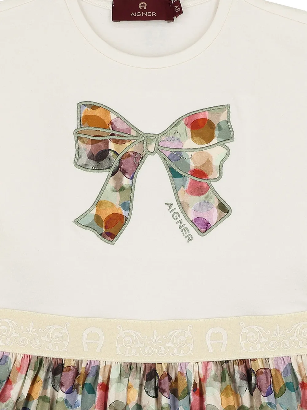 Aigner Kids ribbon-bow print dress Wit