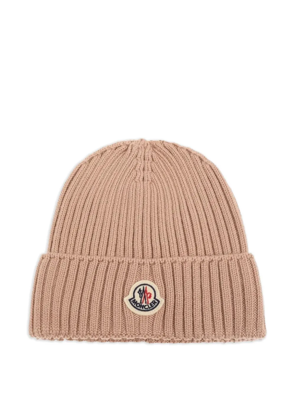 Moncler Enfant ribbed logo-patch beanie hat | Neutrals | Image 1