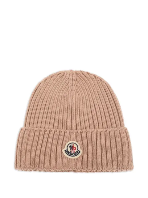 Moncler Enfant ribbed logo-patch beanie hat