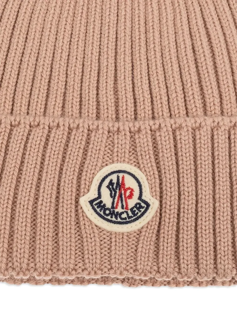Moncler Enfant Geribbelde muts met logopatch Beige