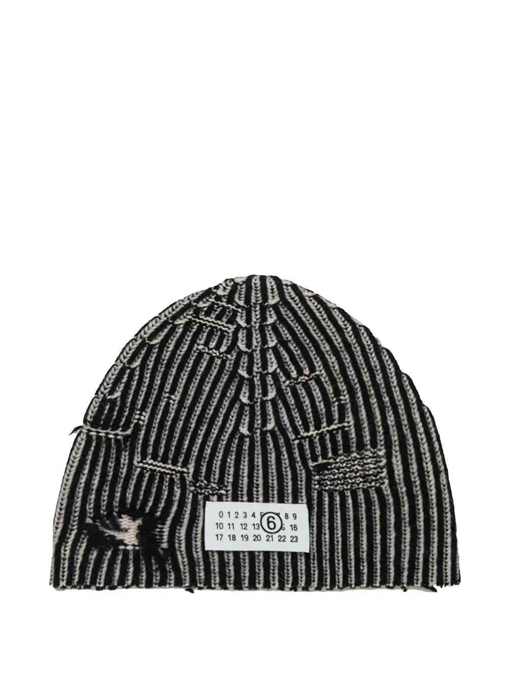 MM6 Maison Margiela Kids striped patch beanie hat - Nero