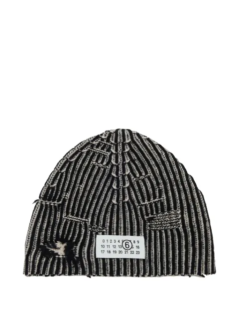 MM6 Maison Margiela Kids striped patch beanie hat