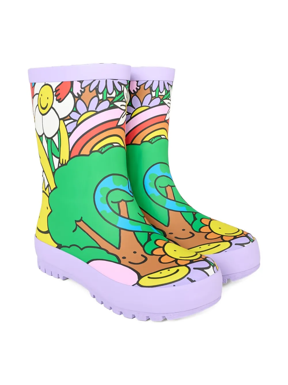 Stella McCartney Kids Earth Friends graphic wellies boots Paars