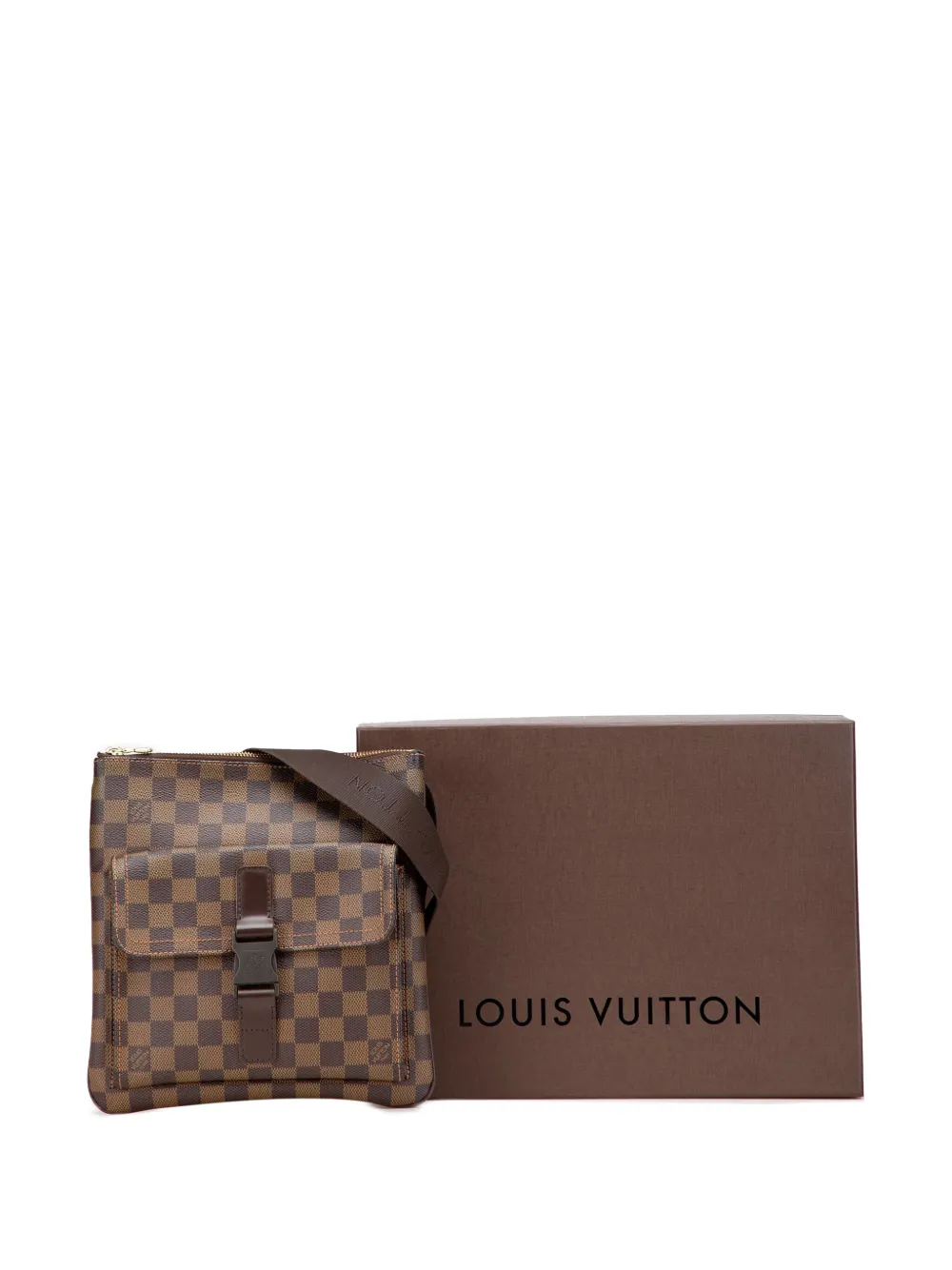 Pre-owned Louis Vuitton 2007 Damier Ebene Pochette Melville Crossbody Bag In Brown
