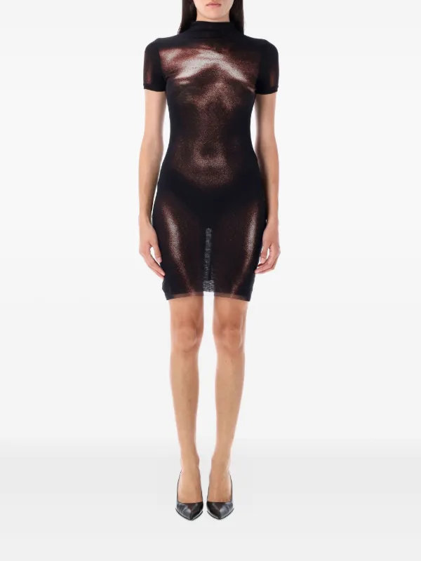 Jean Paul Gaultier Mesh body-print Mini Dress | Brown | FARFETCH Jean Paul Gaultier Mesh body-print Mini Dress | Brown | FARFETCH