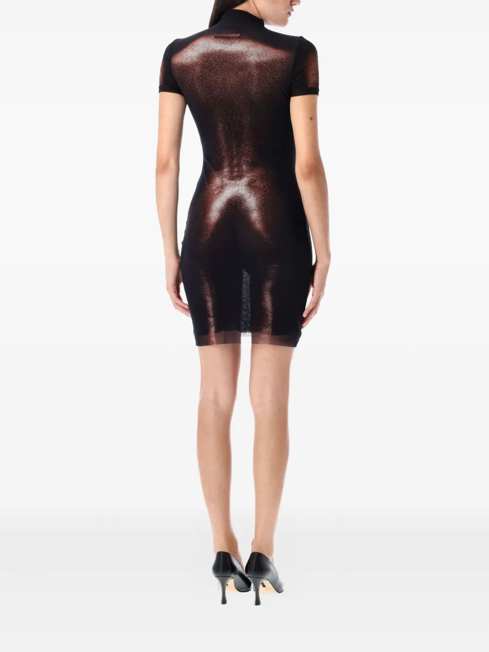 Jean Paul Gaultier mesh body-print mini dress - Bruin
