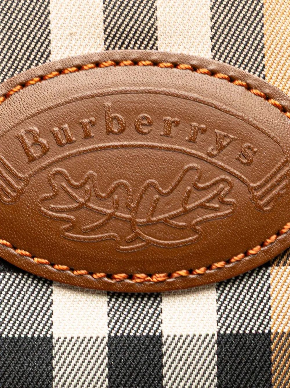 Pre-owned Burberry 20th Century Haymarket Check Canvas Handbag In Brown