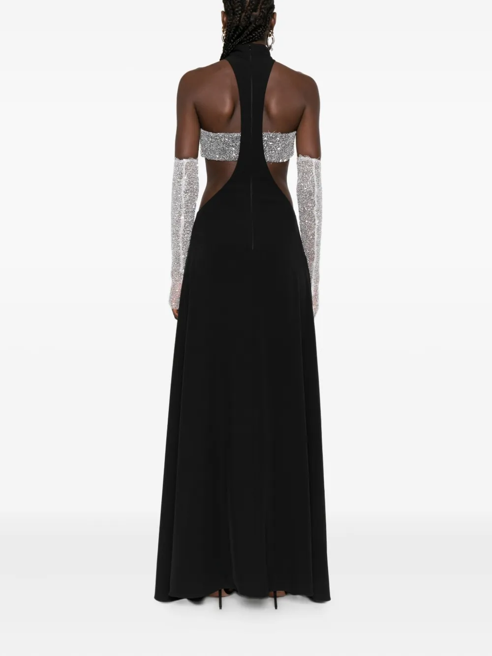 Vestiaire d'un Oiseau Libre Evangeline verfraaide maxi-jurk met uitgesneden details Zwart