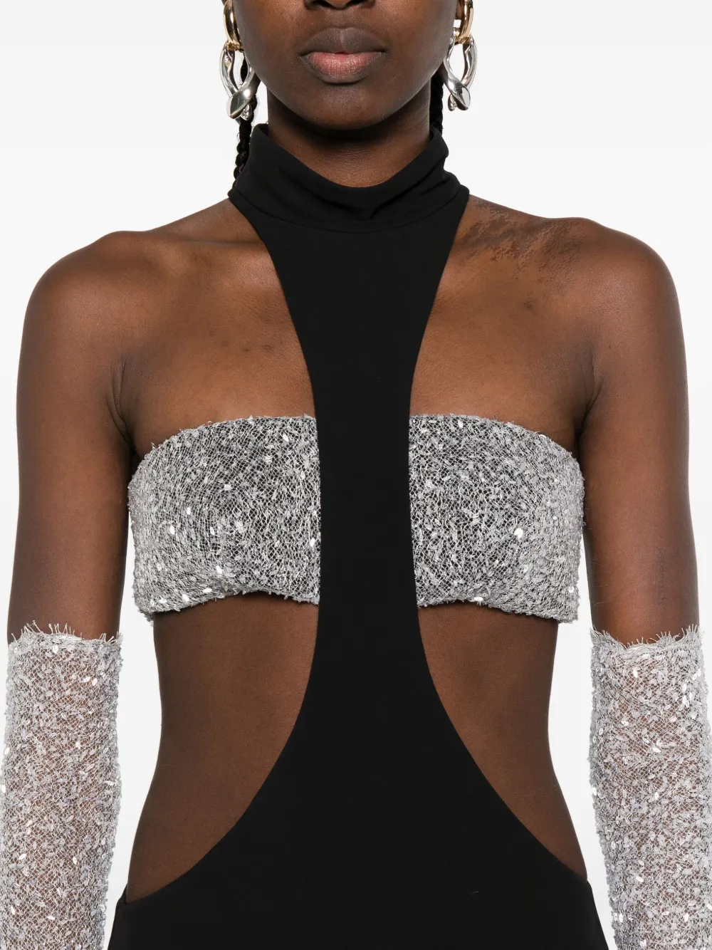 Vestiaire d'un Oiseau Libre Evangeline verfraaide maxi-jurk met uitgesneden details Zwart