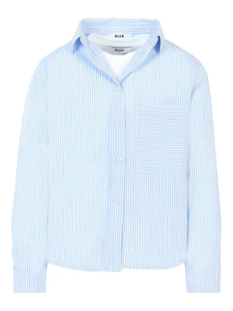 MSGM Kids striped patch-pocket shirt